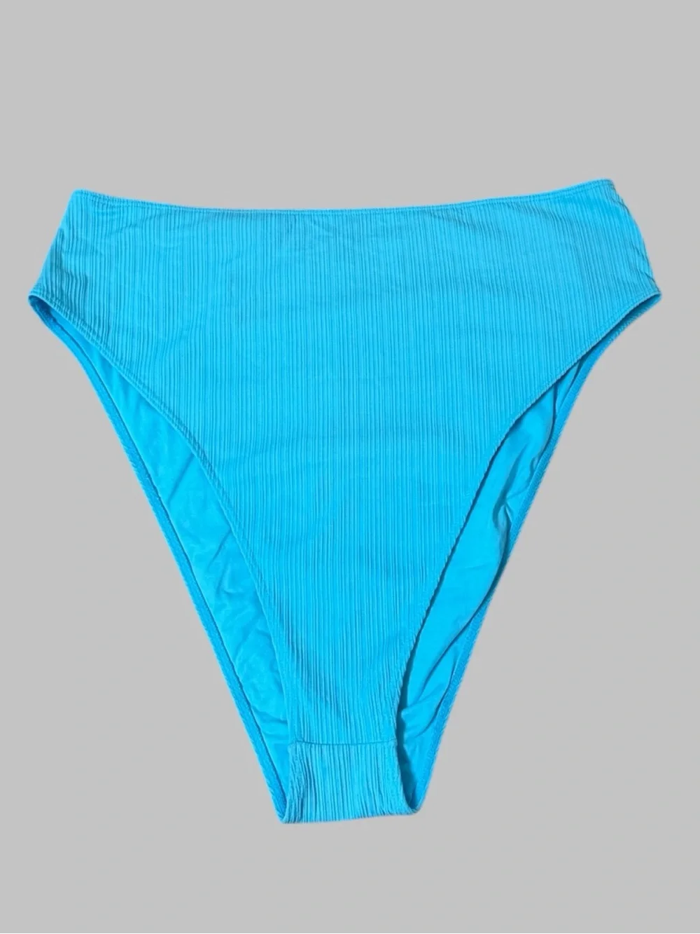 Frankie's Bikinis Campbell Plisse Anne High-Waist Aquamarine Bikini Bottoms